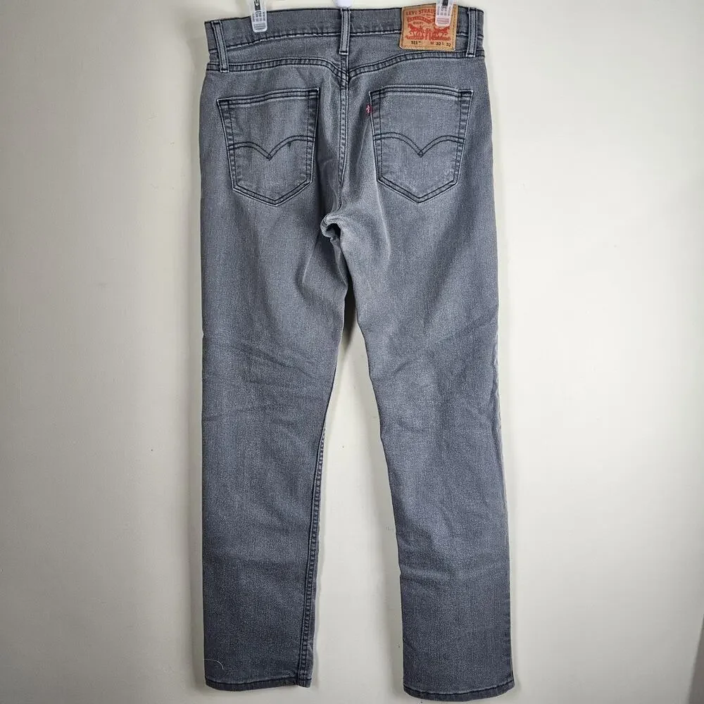 Levi's 511 Jeans Size 32X32 FIT 32X30 Gray Slim Fit Denim Stretch Pants